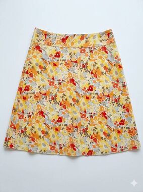 🔺️Express Yellow & Orange Floral Print Skirt Medium